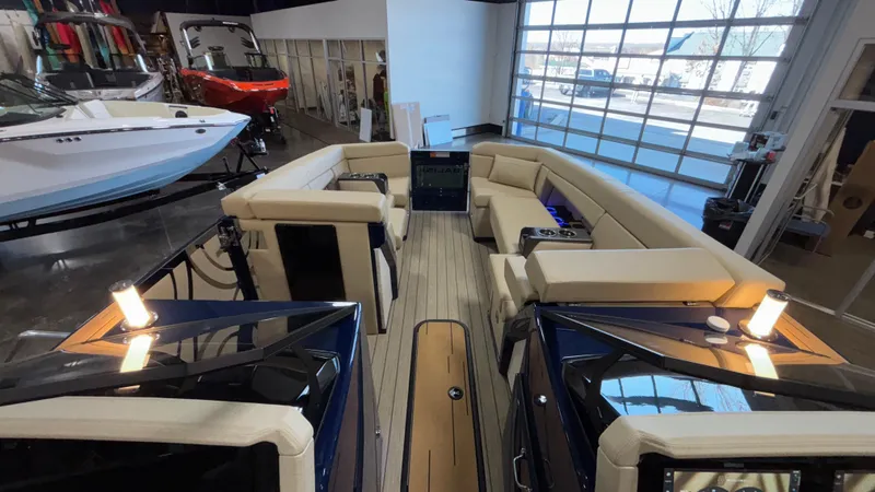 Slide: The Image of Luxurious 2025 Balise Helix 26C boat interior with elegant seating and modern design. - 6