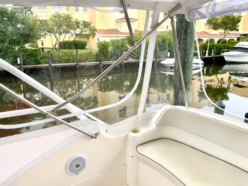 Slide: The Image of 2007 Silverton 33 Convertible boat interior with waterfront view. - 29