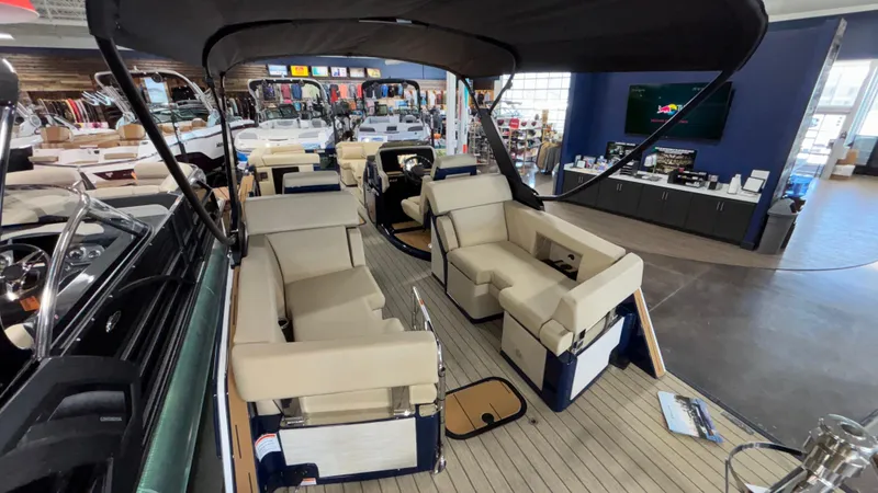 Slide: The Image of Luxurious interior of 2025 Balise Horizon 26C boat with beige seating and modern design. - 15