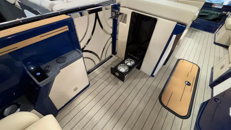 Slide: The Image of 2025 Balise Horizon 26C boat interior with sleek design and built-in storage features. - 24