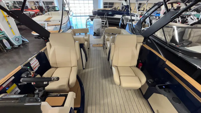Slide: The Image of Interior of 2025 Balise Horizon 26C boat with beige seating and modern design. - 7