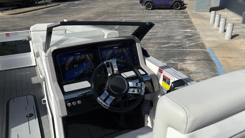 Slide: The Image of Luxurious interior of 2025 Balise Helix 24C boat with modern seating and sleek design. - 19