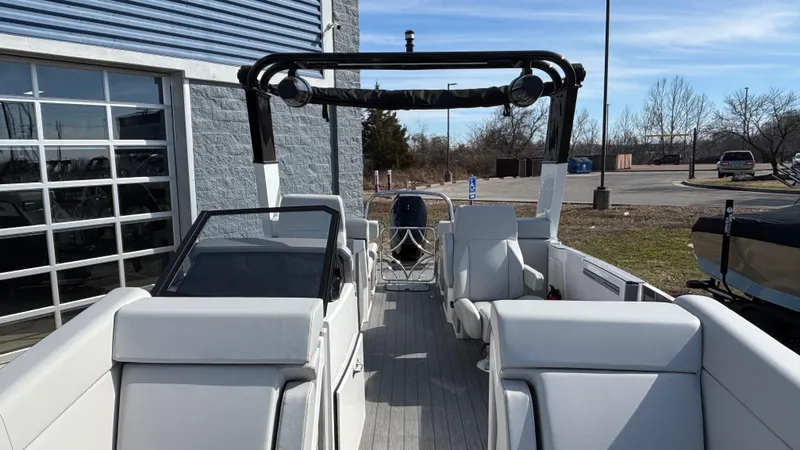 Slide: The Image of Luxurious 2025 Balise Helix 24C boat interior with plush seating and modern design. - 5