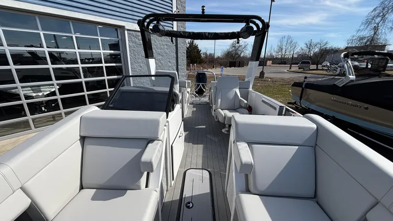 Slide: The Image of 2025 Balise Helix 24C boat interior with spacious seating and modern design. - 6