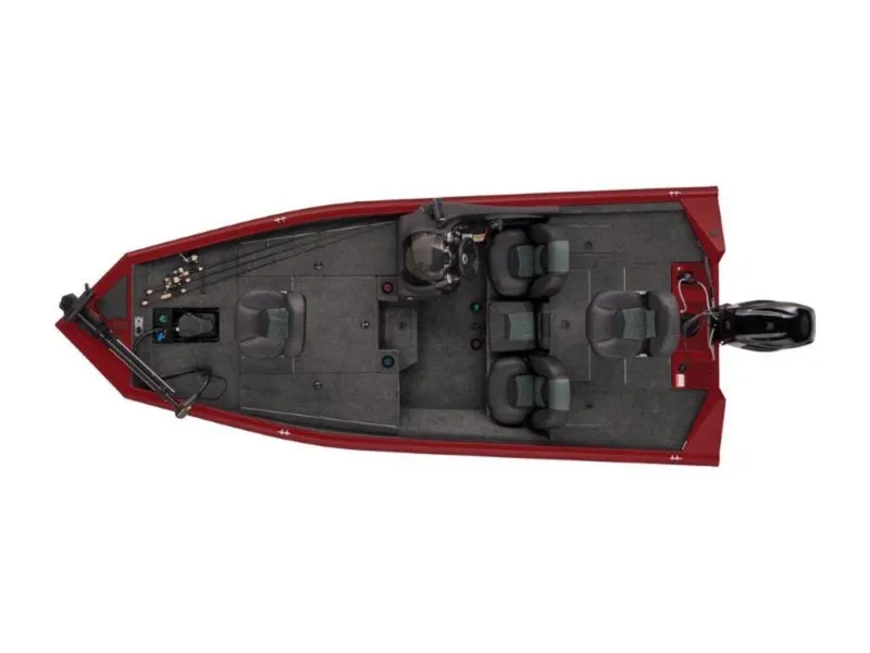Slide: The Image of 2019 Tracker Pro Team™ 175 TXW fishing boat, top view, red exterior, spacious seating. - 3