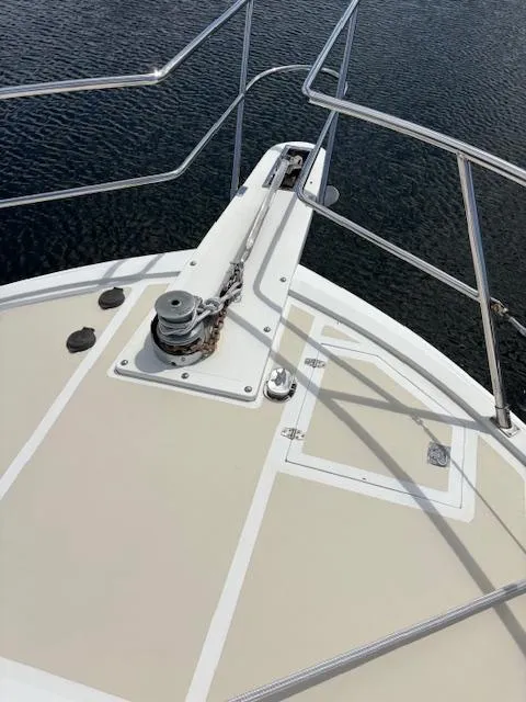 Slide: The Image of 2004 Novatec Islander CPMY yacht bow with railing and anchor system. - 31