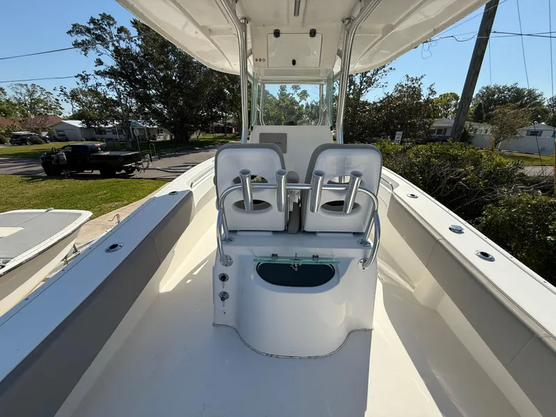 Slide: The Image of 2020 Cape Horn 27 XS boat interior with dual seats and console. - 20