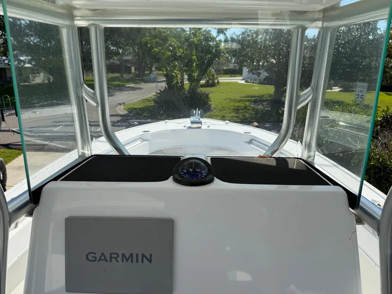Slide: The Image of 2020 Cape Horn 27 XS boat dashboard with Garmin navigation system. - 40