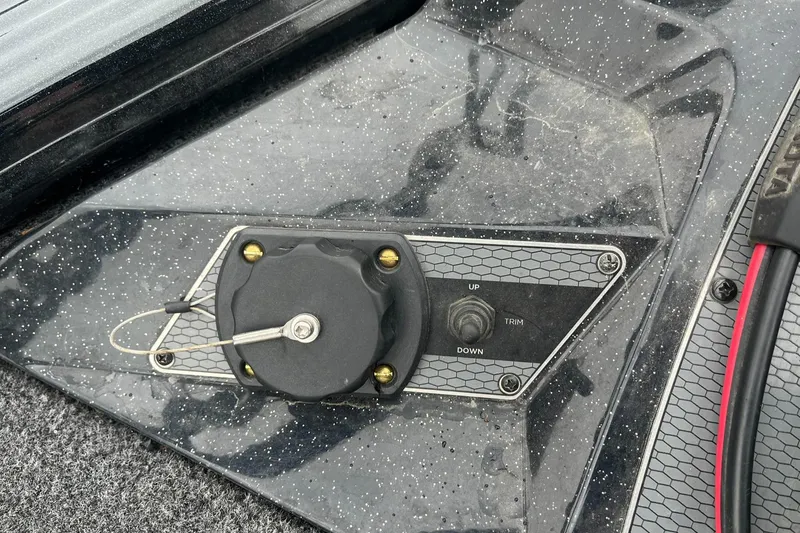 Slide: The Image of Control panel on 2019 Lund 1875 Pro-V Bass XS boat deck. - 27