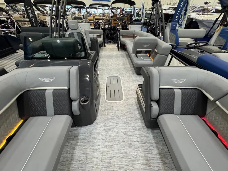 Slide: The Image of 2025 Bennington 22 MFB boat interior with luxurious seating and modern design. - 6