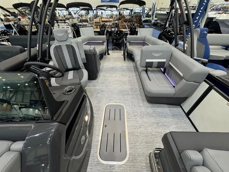 Slide: The Image of 2025 Bennington 22 MFB boat interior with luxurious seating and modern design. - 7