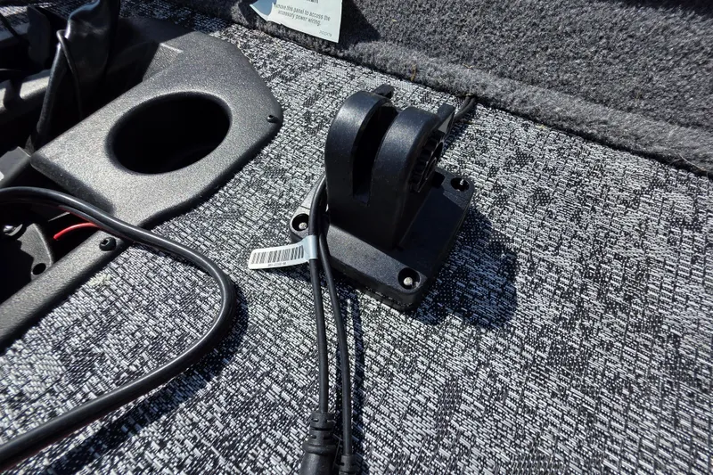 Slide: The Image of 2025 Tracker Pro Team 175 TXW Tournament Edition boat interior with wiring and mount. - 17