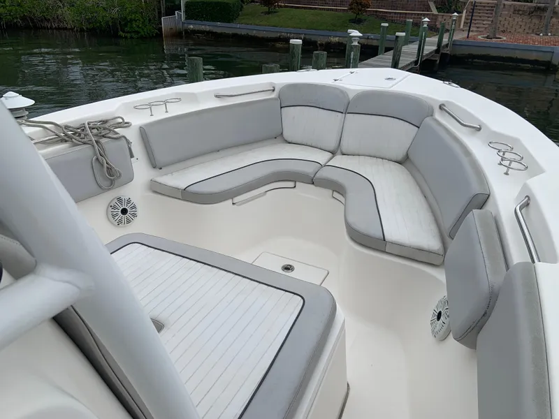 Slide: The Image of 2019 Sea Fox 266 Commander boat with spacious seating and sleek design. - 6