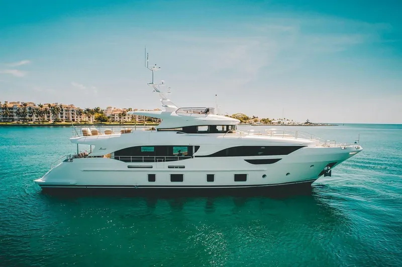 Slide: The Image of Luxury Benetti Delfino Co Ownership yacht on serene blue waters, 2020 model. - 7