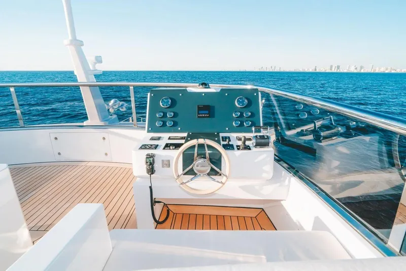 Slide: The Image of Helm of 2020 Benetti Delfino Co Ownership yacht with ocean view. - 11