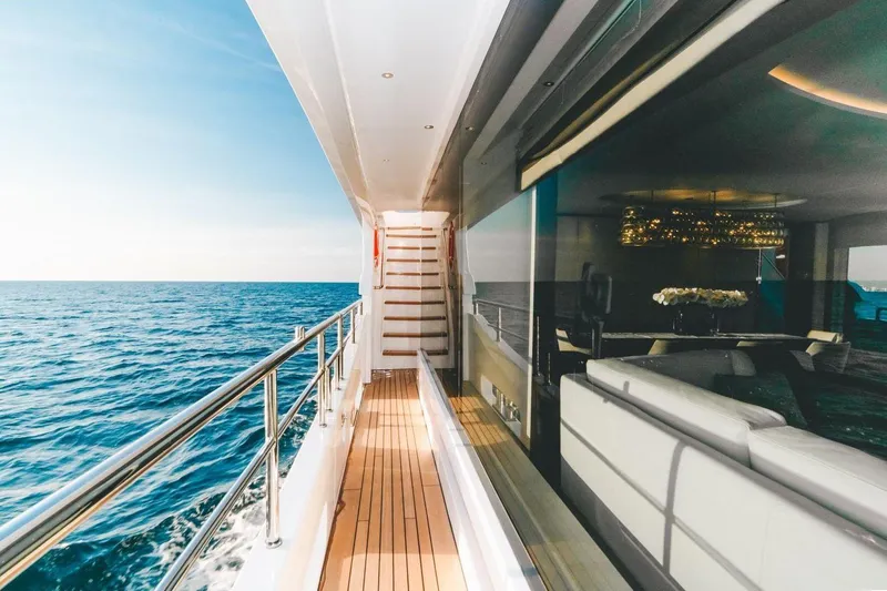 Slide: The Image of Luxurious Benetti Delfino yacht deck with ocean view, 2020 model. - 17