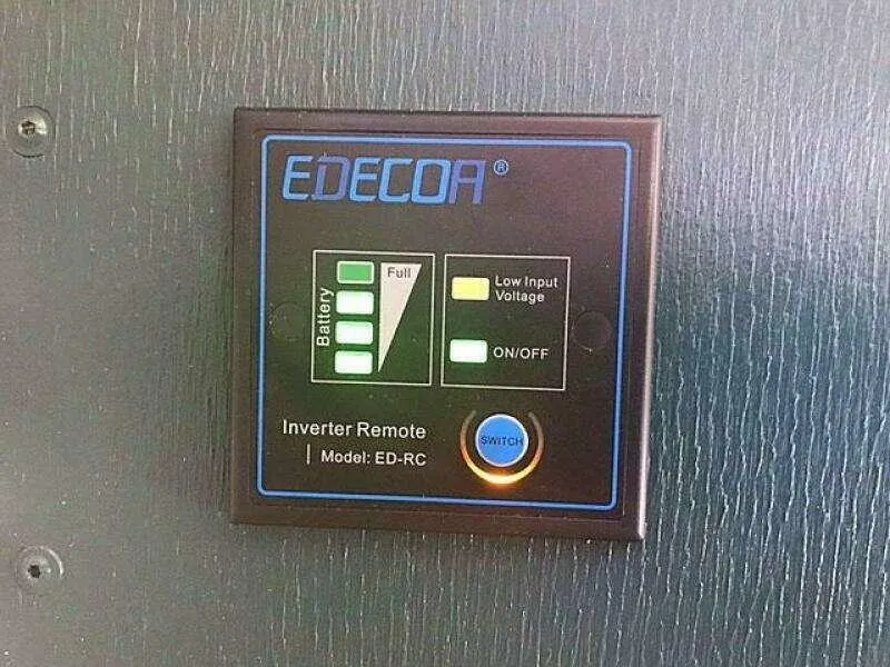 Slide: The Image of ED-RC inverter remote control panel with battery and voltage indicators, 2023 model. - 22