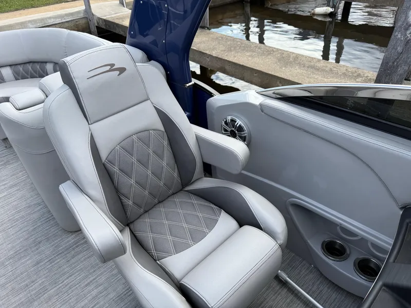 Slide: The Image of Luxurious seating on 2020 Bennington R 25 RFBWA Fastback pontoon boat, featuring elegant design and comfort. - 17