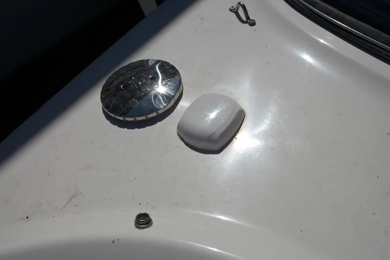 Slide: The Image of Close-up of Chaparral 250 Suncoast 2015 boat deck fittings in sunlight. - 14