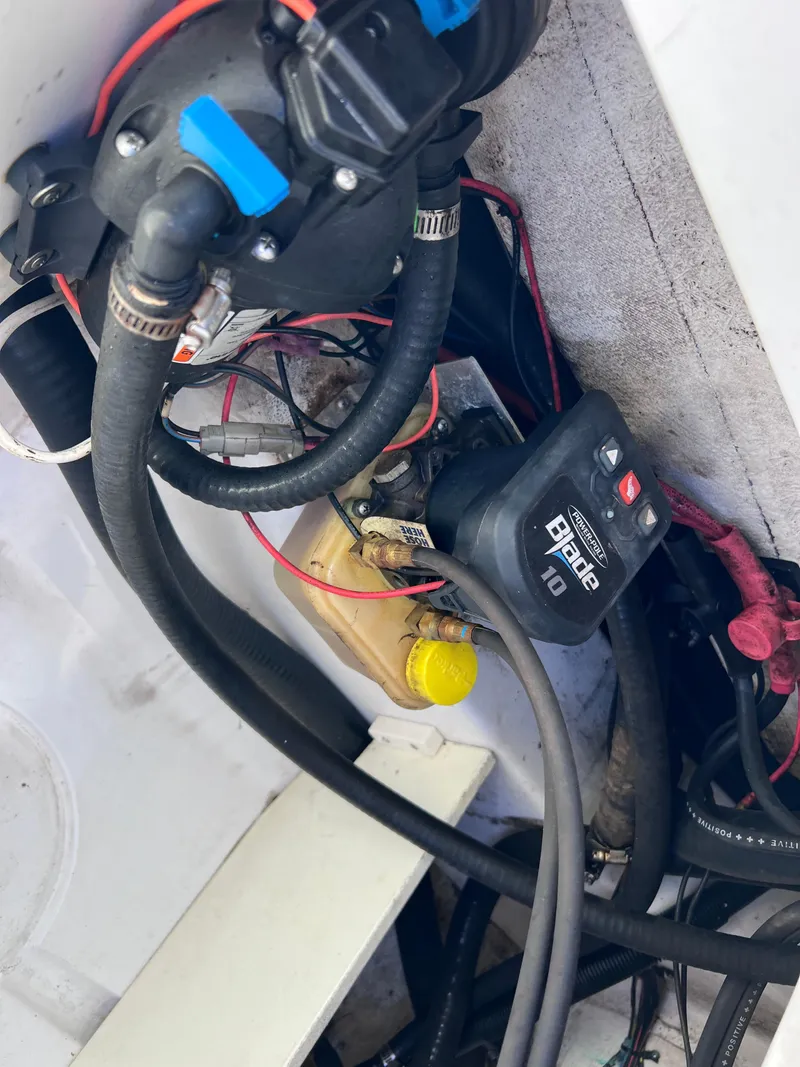 Slide: The Image of 2016 Sportsman Masters 227 Bay Boat wiring and components close-up. - 28