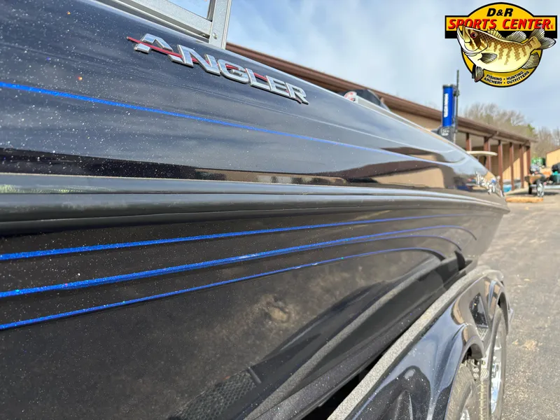 Slide: The Image of 2021 Ranger 1880MS boat with sleek black and blue design at D&R Sports Center. - 4