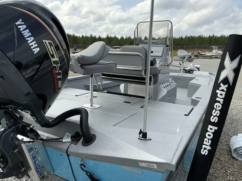 Slide: The Image of 2025 Xpress Hyper-Lift Series H22B boat with Yamaha engine, featuring sleek design and spacious deck. - 8