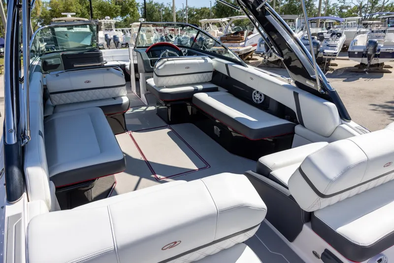 Slide: The Image of 2020 Regal 29 OBX boat interior with spacious seating and modern design. - 7