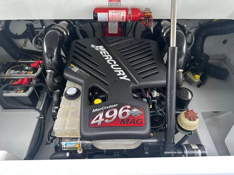 Slide: The Image of 2005 Baja 245 Performance boat engine, featuring a Mercury MerCruiser 496 MAG. - 15