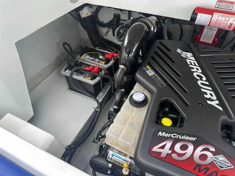 Slide: The Image of Engine compartment of a 2005 Baja 245 Performance boat with MerCruiser 496 MAG engine. - 16