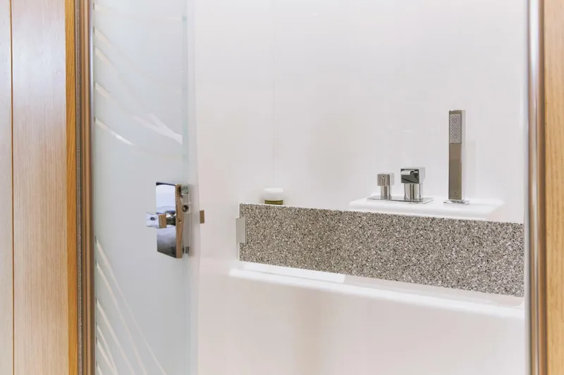 Slide: The Image of Modern bathroom interior in Privilege Signature 510 yacht, 2025 model. - 42