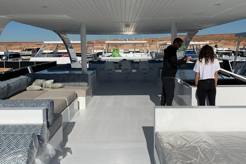 Slide: The Image of Luxurious Adonia Traditions 6 houseboat interior with modern seating, 2020 model. - 17