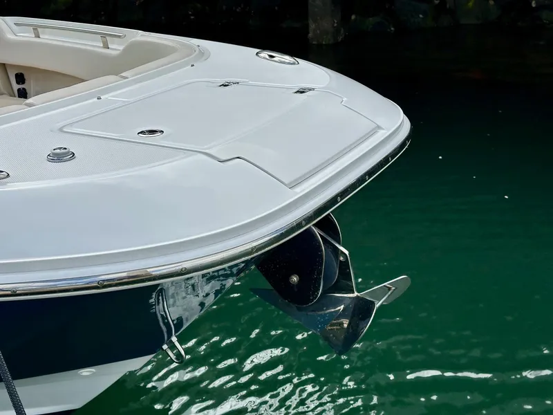 Slide: The Image of 2016 Boston Whaler 320 Vantage boat bow with anchor in water. - 26