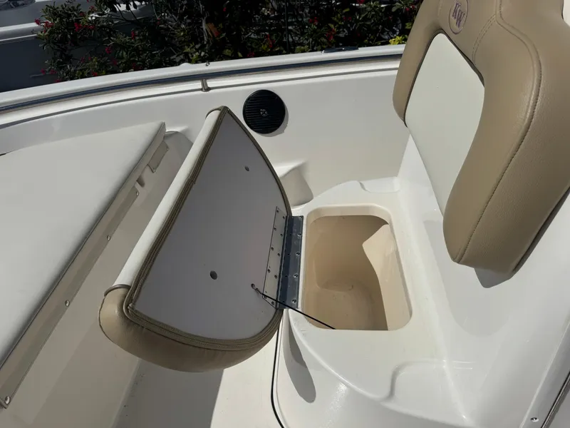 Slide: The Image of 2019 Key West 189 FS boat seat with open storage compartment. - 33