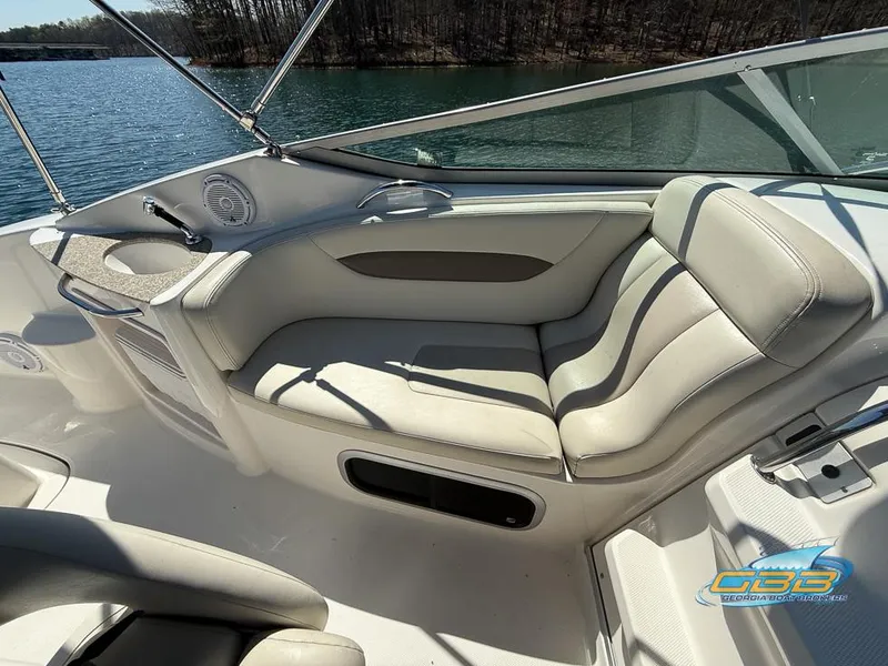 Slide: The Image of 2008 Chaparral Signature 250 boat interior with comfortable seating and scenic lake view. - 22