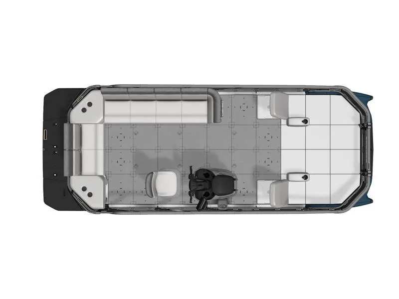 Slide: The Image of 2025 Sea-Doo SWITCH SPORT 21' 230HP boat interior layout, top view, spacious seating. - 2
