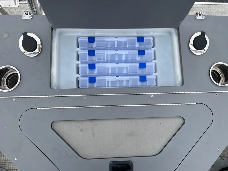 Slide: The Image of Fishing tackle storage on 2022 Trifecta 22 LE Rear Fish boat. - 27