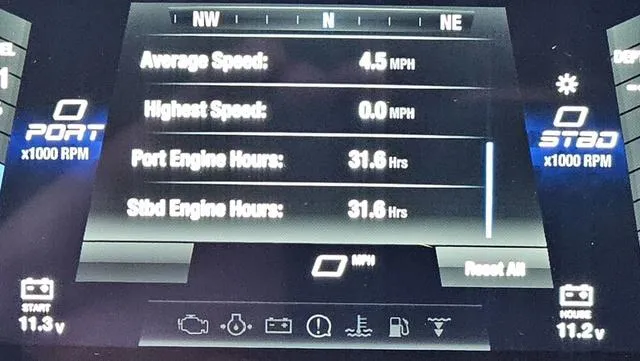 Slide: The Image of 2023 Yamaha Boats AR 220 dashboard displaying speed and engine hours. - 26