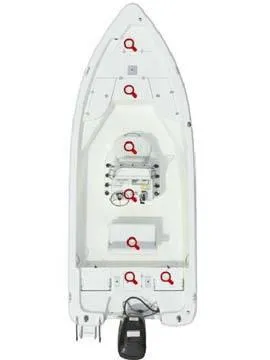 Slide: The Image of 2013 NauticStar 1910 boat, top view, showcasing deck layout and motor. - 1
