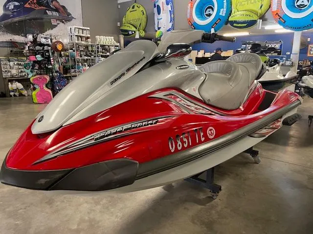 Slide: The Image of 2005 Yamaha WaveRunner FX Cruiser HO in showroom, red and silver design. - 3