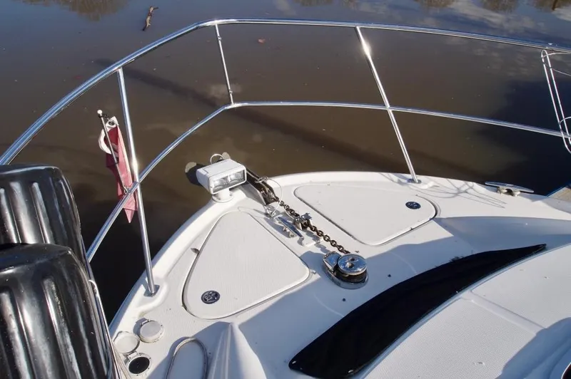 Slide: The Image of Bow of 2005 Sea Ray 390 Motor Yacht with anchor and railing. - 34