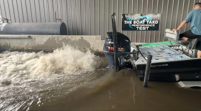 Slide: The Image of 2020 Xpress X23B boat undergoing performance test in water tank. - 16