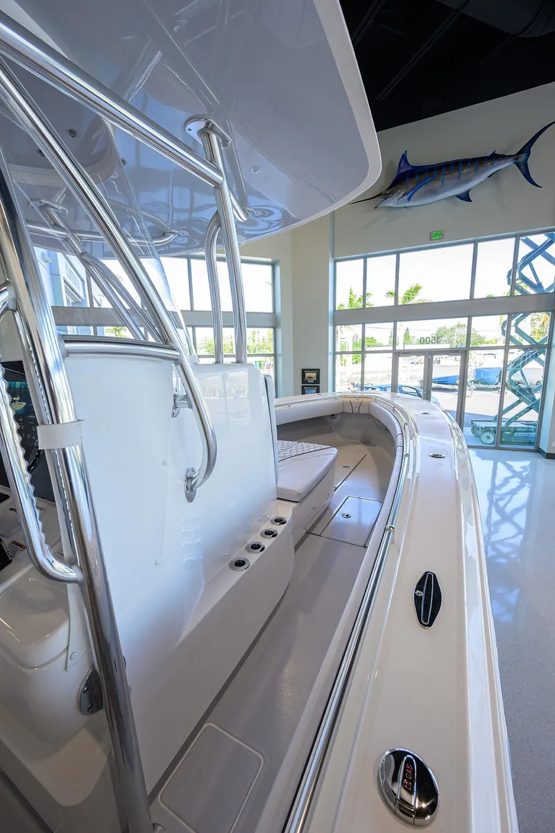 Slide: The Image of 2025 Contender 32 ST boat interior with sleek design and modern features. - 17