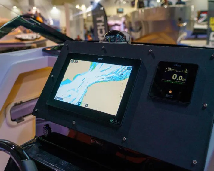 Slide: The Image of Dashboard of 2025 Pirelli 30 boat with GPS navigation display. - 5