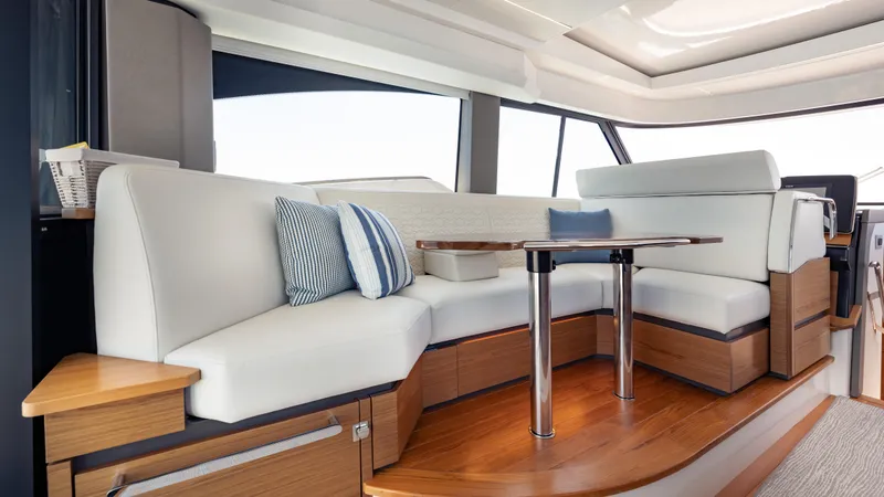 Slide: The Image of Luxurious interior of 2024 Tiara Yachts 48 LE with elegant seating and modern design. - 37