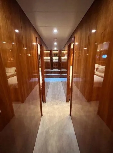 Slide: The Image of Luxurious wooden interior hallway of 2003 Hargrave Sky Lounge yacht. - 38