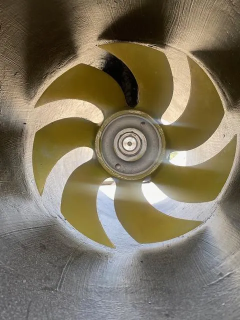 Slide: The Image of Close-up of a Hargrave Sky Lounge 2003 yacht propeller with six blades. - 45