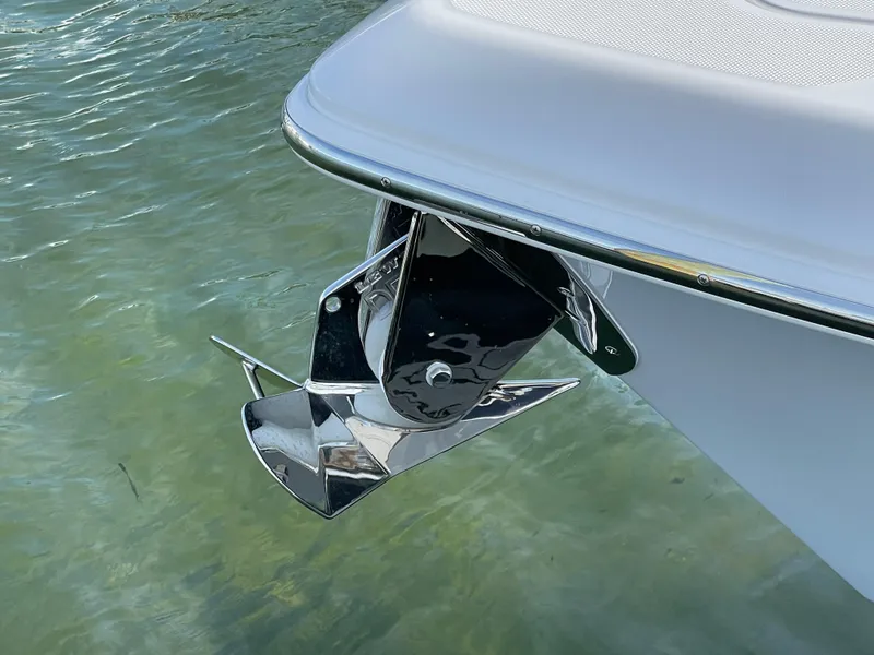 Slide: The Image of 2024 Everglades 285CC boat anchor detail in clear water. - 4
