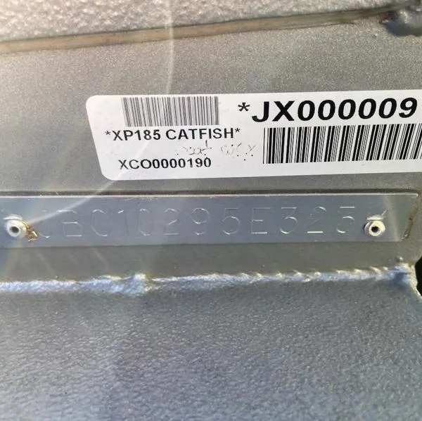 Slide: The Image of 2023 Xpress XP185 Catfish boat identification plate with serial numbers. - 8