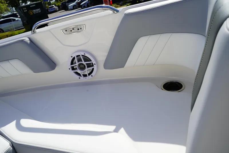 Slide: The Image of Interior of 2023 Chaparral 21 SSi OB boat with speaker and seating. - 39