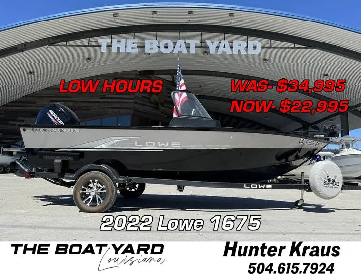 Slide: The Image of 2022 Lowe Fishing Machine 1675 WT for sale, reduced price, low hours, at The Boat Yard Louisiana. - 0